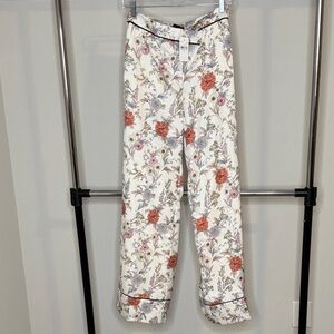 Ann Taylor Cream and Red Floral Pants